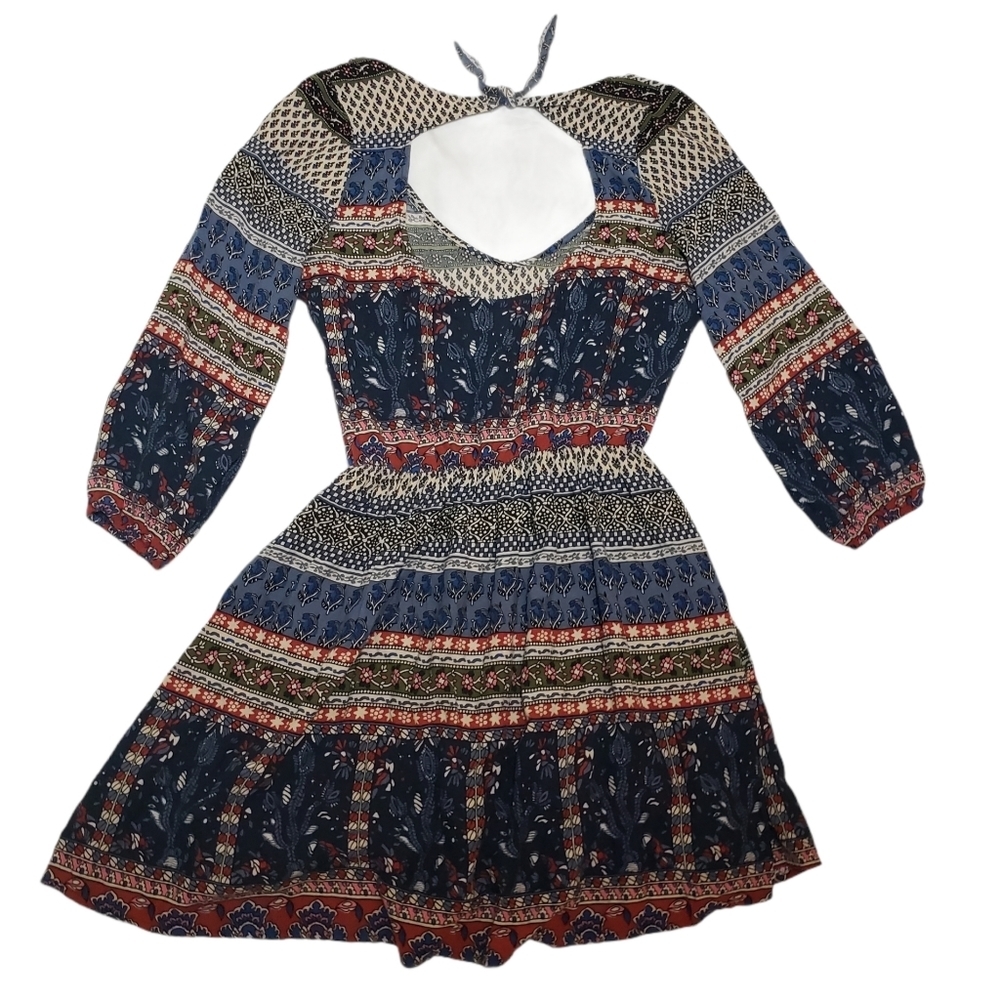 Hollister Boho Dress M Short Floral 3/4 Sleeve